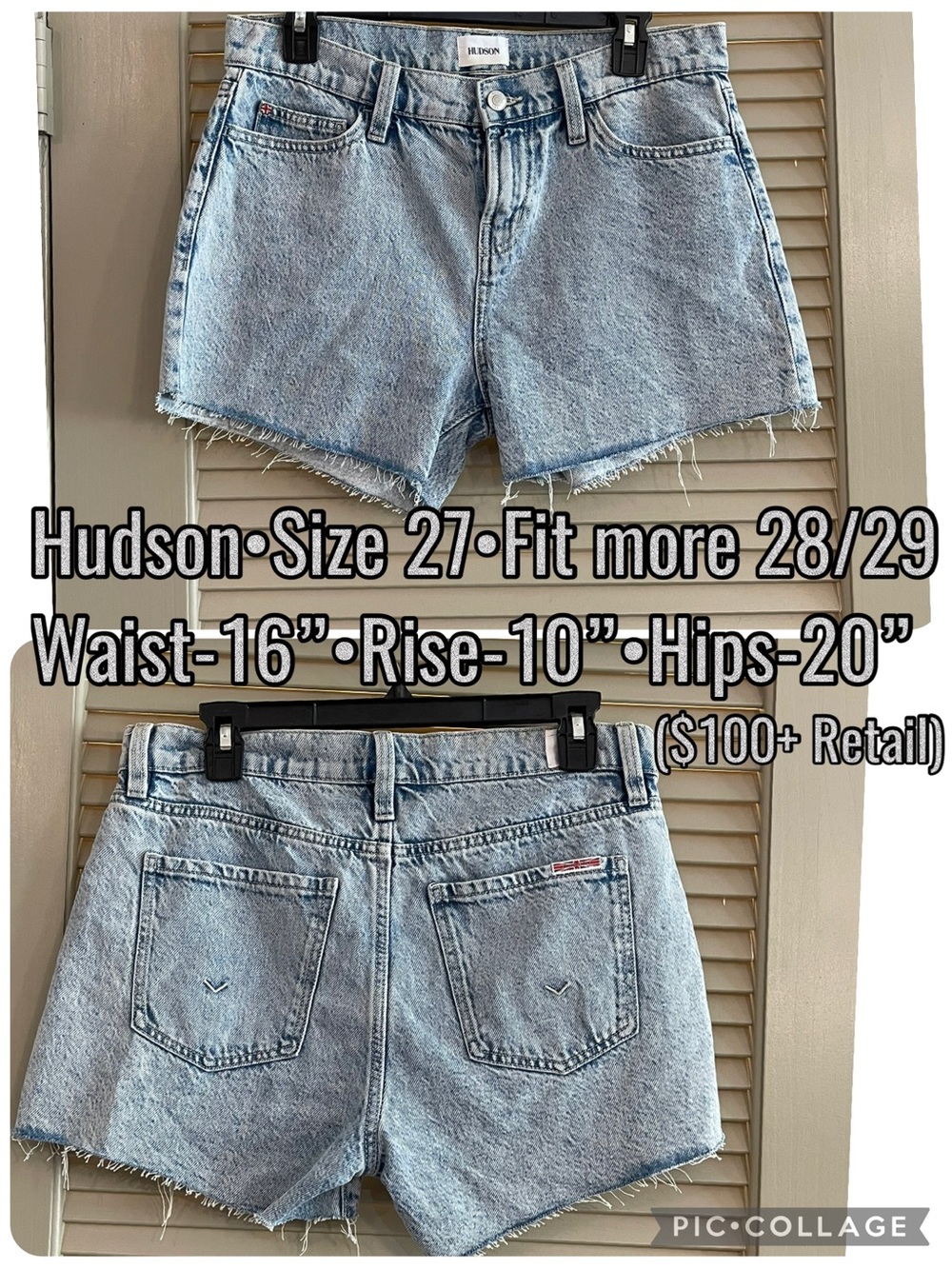 Hudson Jeans Light Blue Distressed Cutoff Denim Shorts